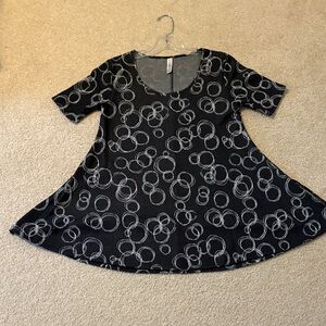 LuLaRoe Black Tunic with White Circle Pattern